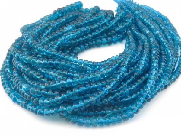 AA Neon Apatite Smooth Rondelles 3-4.5mm ~ 16'' Strand
