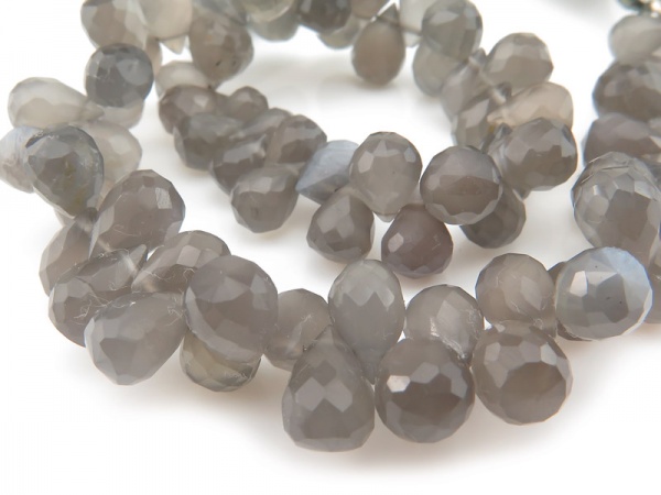 AA Grey Moonstone Faceted Teardrop Briolettes 7-8mm ~ 8'' Strand