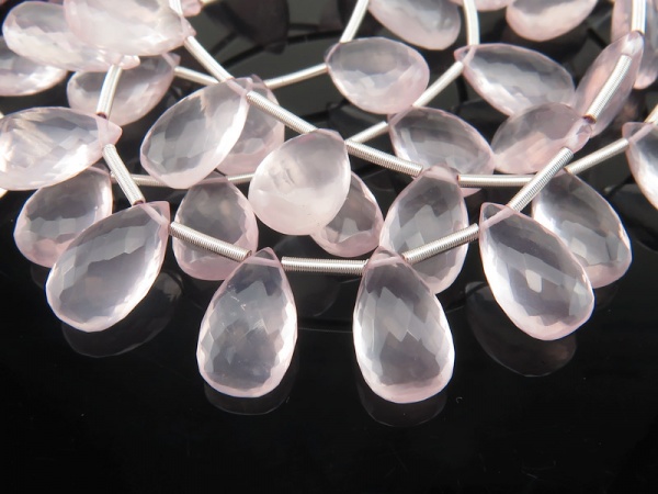AAA Rose Quartz Faceted Pear Briolettes 11-12mm ~ 9'' Strand