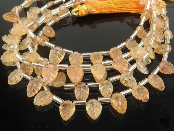 AA Imperial Topaz Carved Leaf Briolettes 6.5-8.5mm (18)