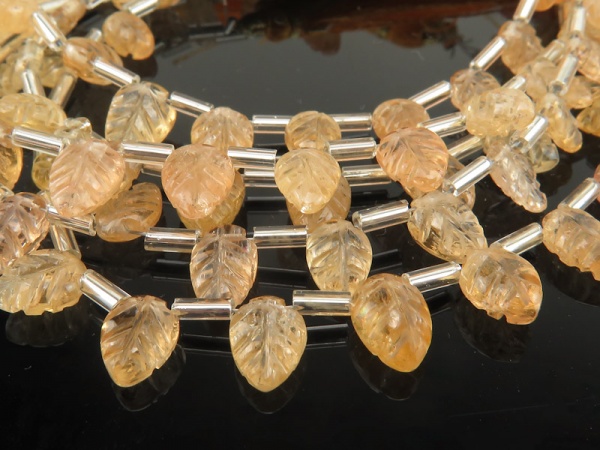 AA Imperial Topaz Carved Leaf Briolettes 6.5-8.5mm (18)