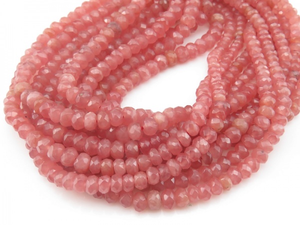 AA+ Rhodochrosite Faceted Rondelles 3.5-5mm ~ 16'' Strand