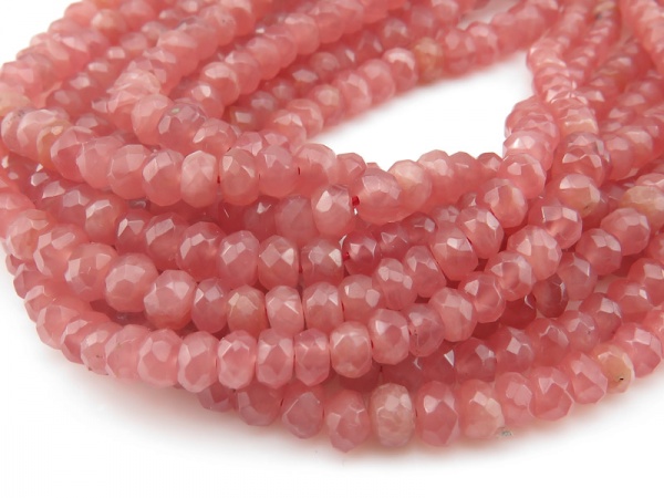 AA+ Rhodochrosite Faceted Rondelles 3.5-5mm ~ 16'' Strand
