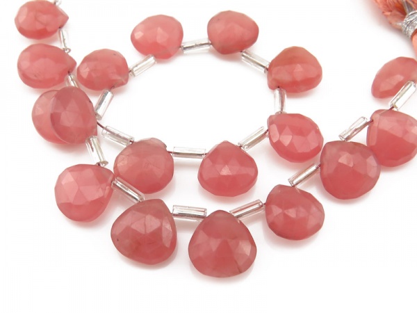 Rhodochrosite Faceted Heart Briolettes 8.5-9mm (17)