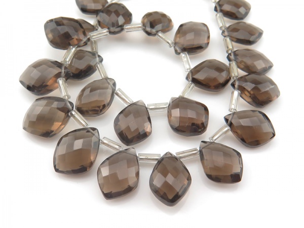 AAA Smoky Quartz Faceted Fancy Cut Briolettes 10-12mm ~ 8'' Strand