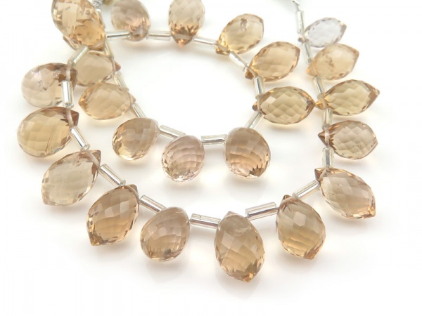 AA+ Champagne Citrine Faceted Chandelier Briolettes 10-13mm ~ 8'' Strand