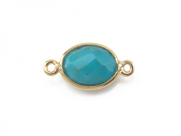 Gold Vermeil Turquoise Oval Connector 14mm