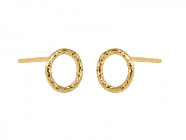 Gold Filled Sparkle Round Circle Ear Posts 7mm ~ PAIR