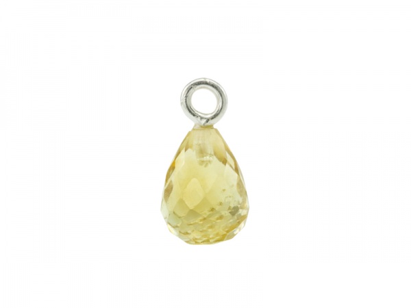 Sterling Silver Citrine Faceted Teardrop Charm 12mm