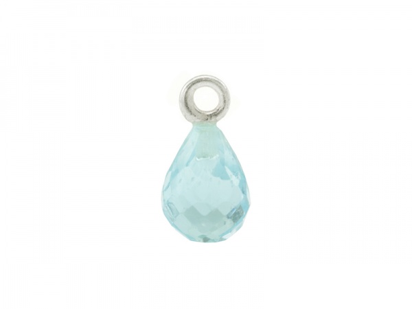 Sterling Silver Blue Topaz Faceted Teardrop Charm 12mm