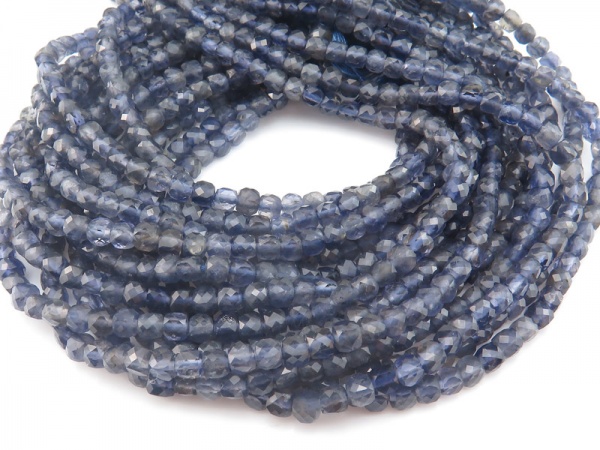Iolite Faceted Cube Beads 4mm ~ 12.5'' Strand