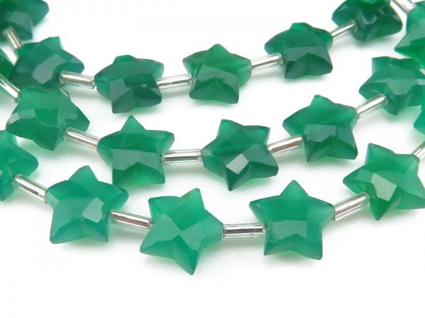 Green Onyx Faceted Star Beads 10-11mm (14)