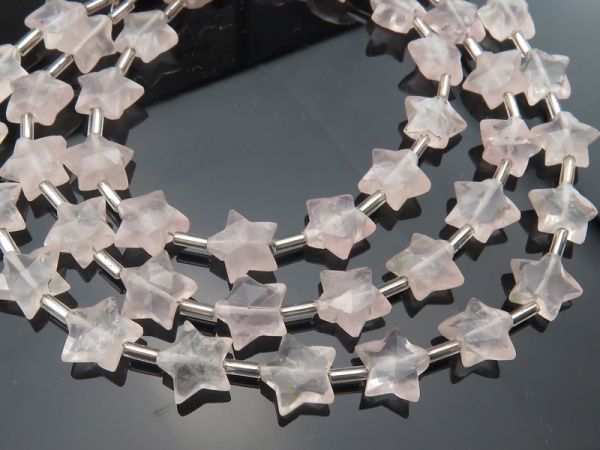 Rose Quartz Faceted Star Beads 10-11mm (15)