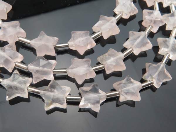 Rose Quartz Faceted Star Beads 10-11mm (15)