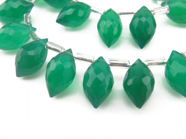 AA+ Green Onyx Faceted Dew Drop Briolettes 10-14mm (24)