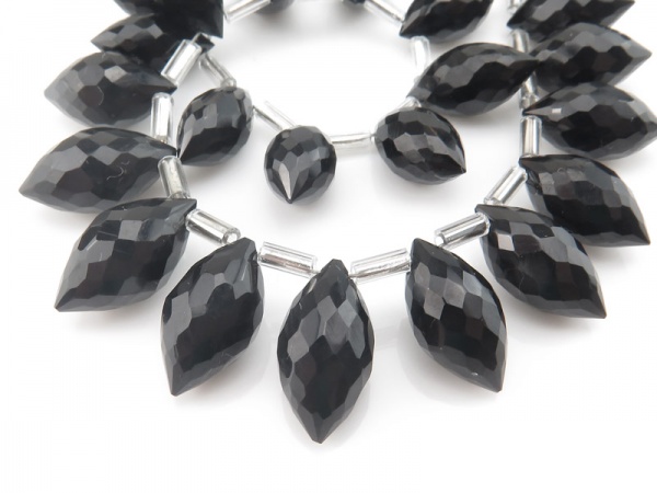 AA+ Black Spinel Faceted Dew Drop Briolettes 11-14mm (24)