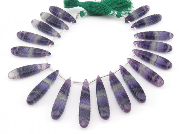 Fluorite Carved Long Briolettes ~ Various Sizes ~ SINGLE