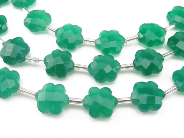 Green Onyx Faceted Flower Beads 10mm (12)