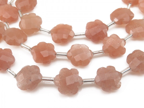 Peach Moonstone Faceted Flower Beads 10mm (14)