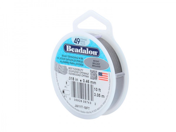 Beadalon 49 Strand Stringing Wire 0.018'' (0.46mm) - Bright - 10 ft