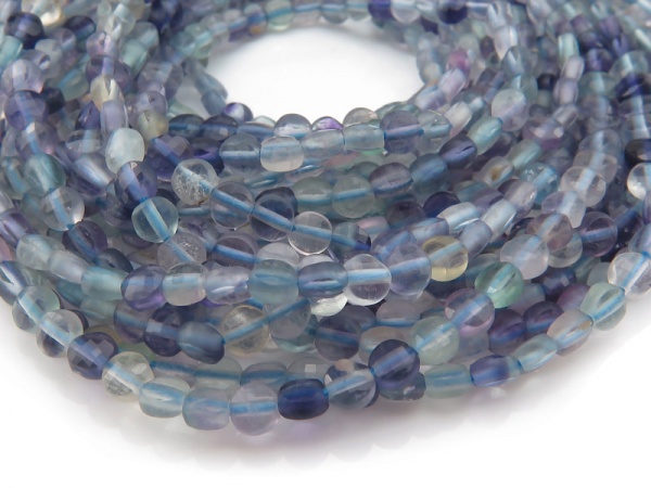 Fluorite Faceted Coin Beads 4mm ~ 12.5'' Strand