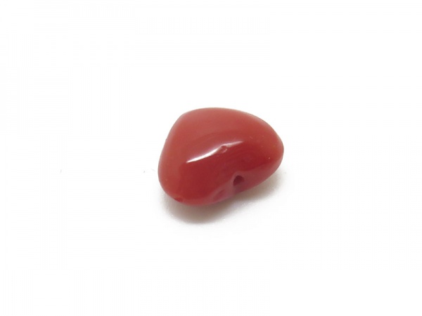 Red Coral Heart ~ Half Drilled ~ 8mm