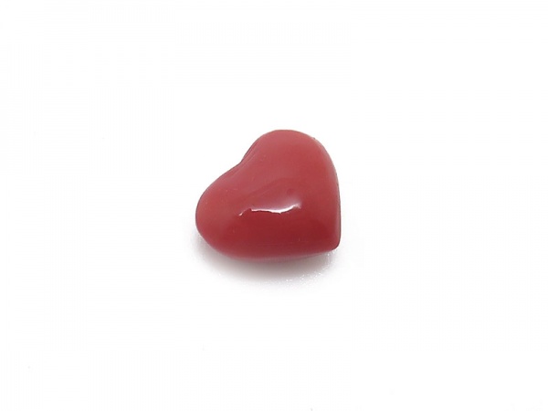Red Coral Heart ~ Half Drilled ~ 8mm