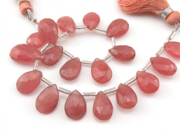Rhodochrosite Faceted Pear Briolettes 10.5-11.5mm (18)