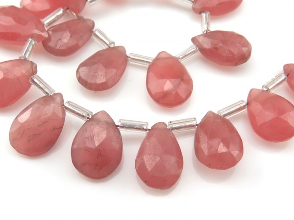 Rhodochrosite Faceted Pear Briolettes 10.5-11.5mm (18)