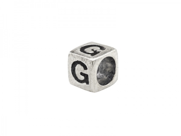 Sterling Silver Alphabet Square Bead 5mm ~ G