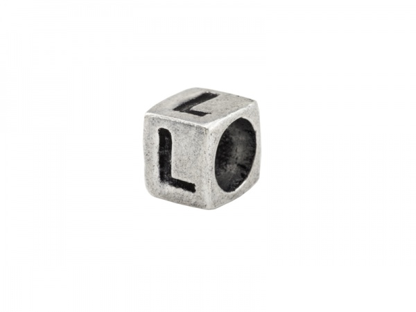Sterling Silver Alphabet Square Bead 5mm ~ L