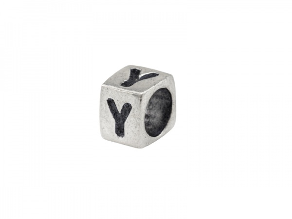 Sterling Silver Alphabet Square Bead 5mm ~ Y