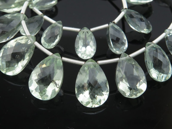 AAA Green Amethyst Faceted Pear Briolette 9.5-10.5mm ~ SINGLE
