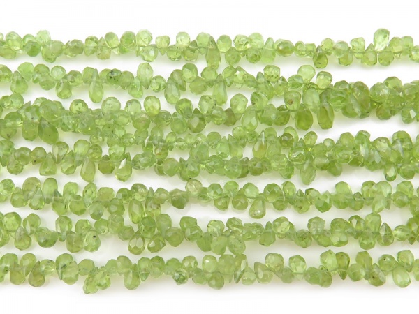 Peridot Faceted Teardrop Briolettes 5-6mm ~ 14.5'' Strand