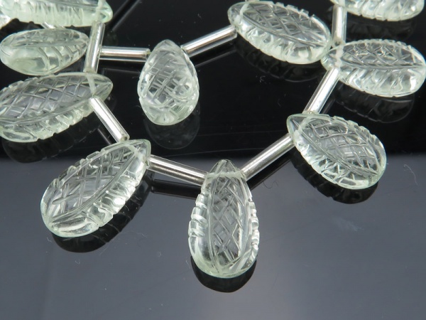 AAA Green Amethyst Carved Pear Briolettes ~ Various Sizes