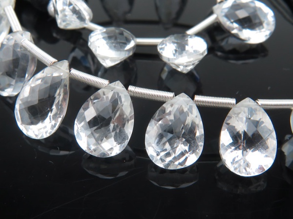AAA Crystal Quartz Faceted Pear Briolette 12-13mm ~ SINGLE