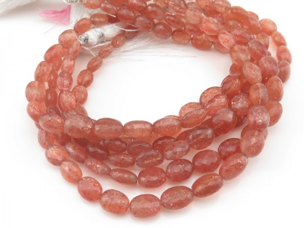 AA Sunstone Faceted Oval Beads 6-10mm ~ 8'' Strand
