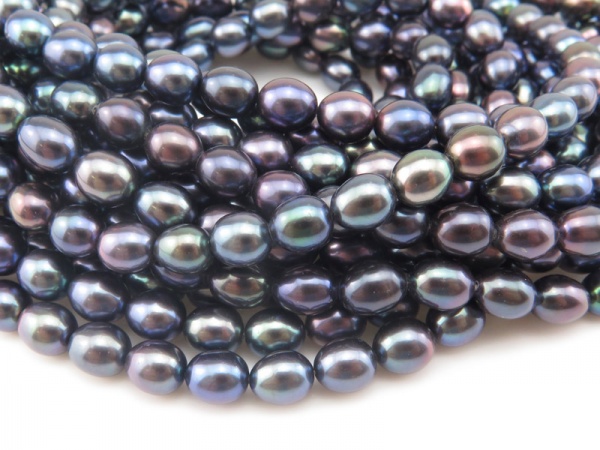 Freshwater Pearl Peacock Rice Beads ~ Various Sizes ~ 16'' Strand