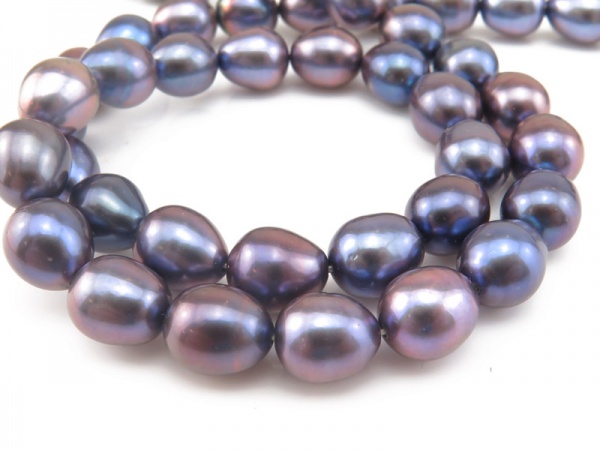Freshwater Pearl Purple Teardrop/Rice Beads 9mm ~ 16'' Strand