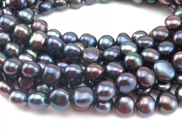 Freshwater Pearl Peacock Cross Drilled Beads 8.5-9mm ~ 16'' Strand