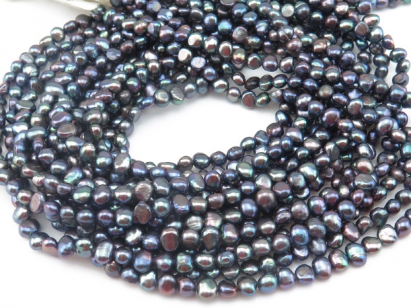 Freshwater Pearl Peacock Cross Drilled Beads 6mm ~ 15.5'' Strand