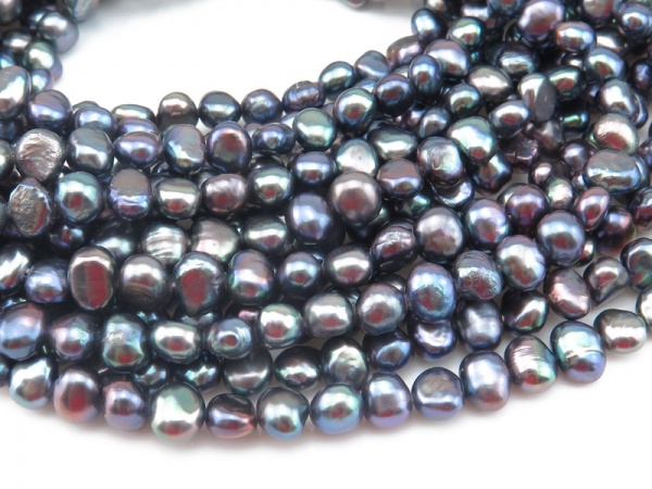 Freshwater Pearl Peacock Cross Drilled Beads 6mm ~ 15.5'' Strand