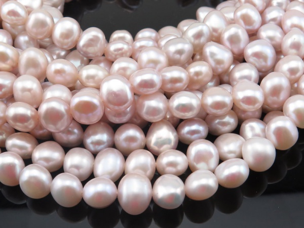 Freshwater Pearl Rose Cross Drilled Beads 9-10mm ~ 16'' Strand