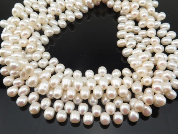 Freshwater Pearl Ivory Side Drilled Drop Beads 8-9mm ~ 16'' Strand