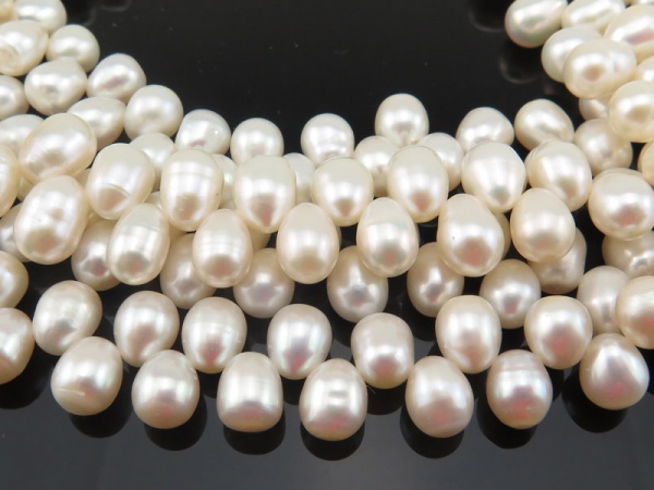 Freshwater Pearl Ivory Side Drilled Drop Beads 8-9mm ~ 16'' Strand