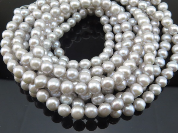 Freshwater Pearl Silver Grey Cross Drilled Beads 6.5mm ~ 16'' Strand