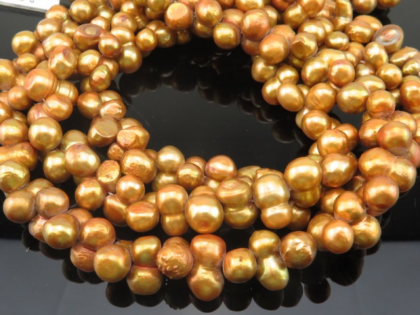 Freshwater Pearl Peanut Gold Beads 14mm ~ 16'' Strand