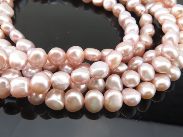 Freshwater Pearl Rose Cross Drilled Beads 7-8mm ~ 15.5'' Strand