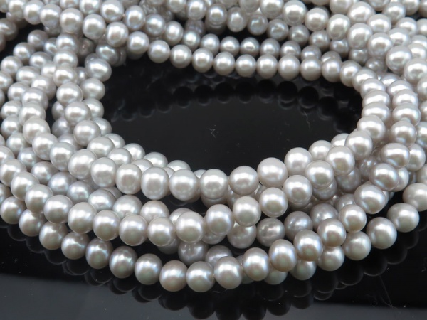 Freshwater Pearl Silver Grey Potato Beads 6.5mm ~ 15.5'' Strand
