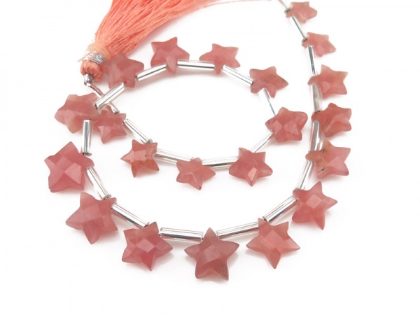 AA Rhodochrosite Faceted Star Briolettes 7-10mm ~ 8'' Strand